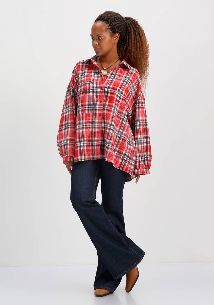 Рубашка в клетку свободного кроя шир.  750, рис. 22