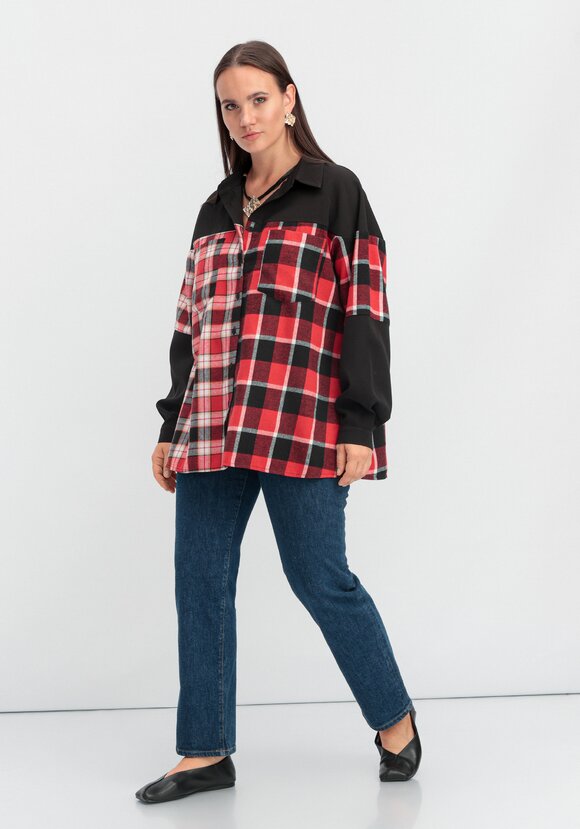 Рубашка из комбинированной клетки шир.  580, рис. 15