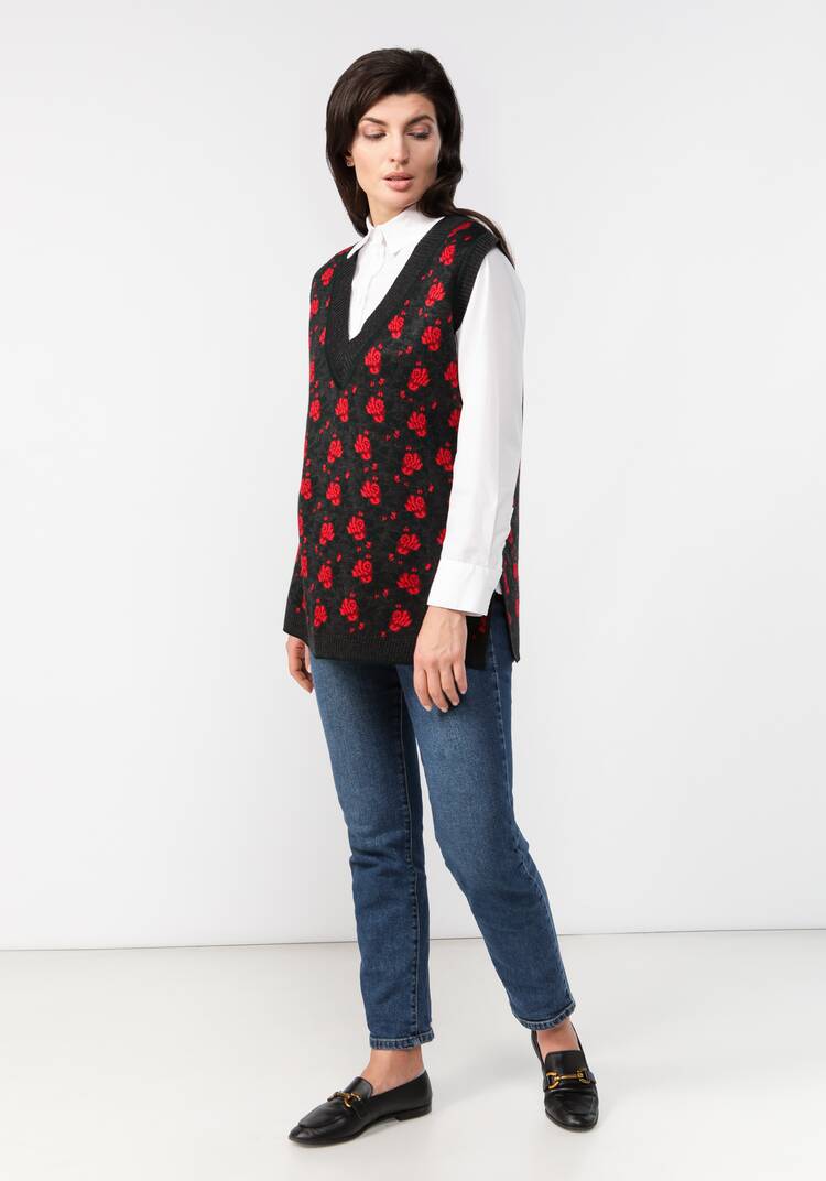 Жилет женский с цветочным рисунком шир.  750, рис. 40