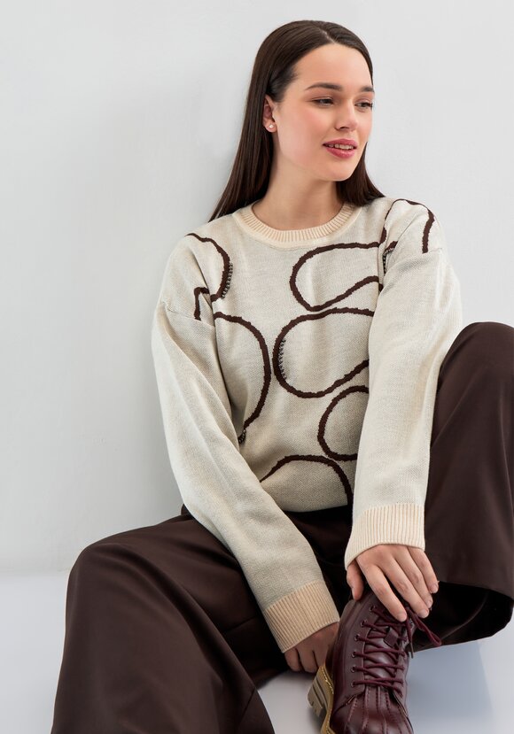 Джемпер с жемчужным декором и абстракцией шир.  580, рис. 14