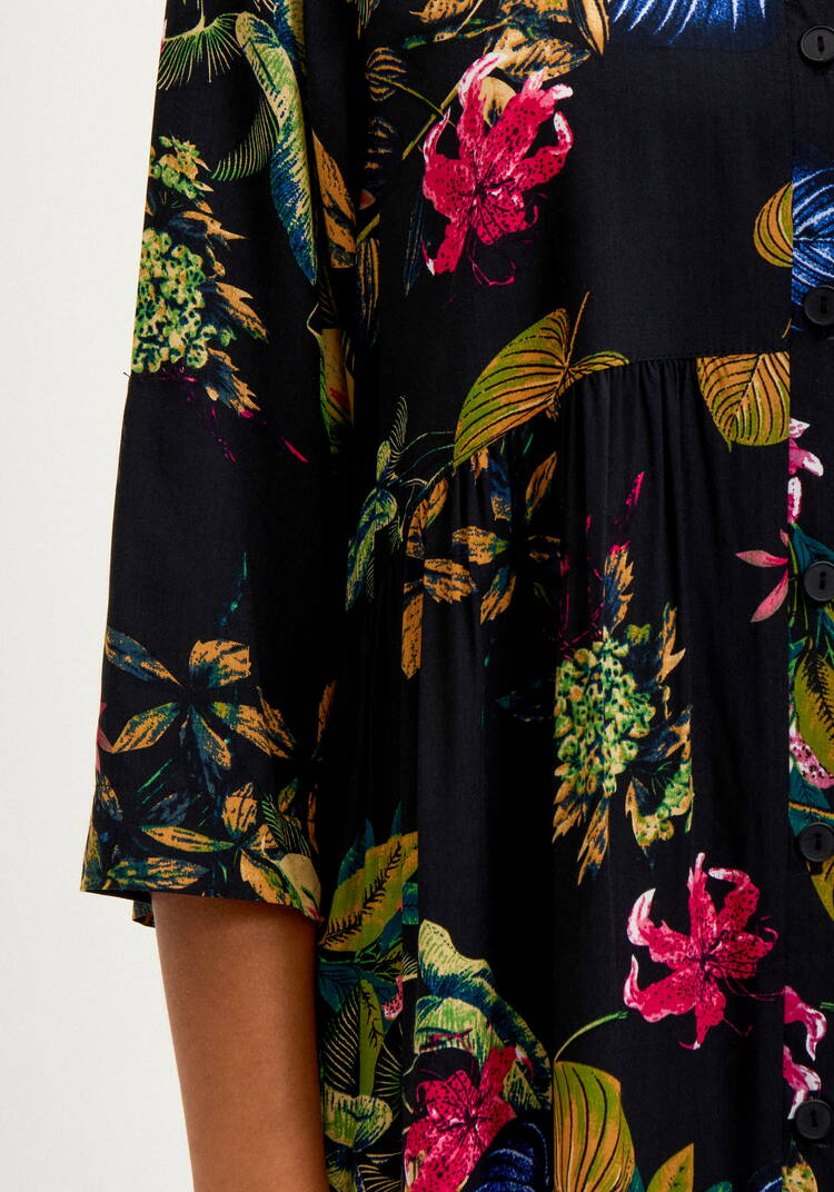 Платье рубашка с тропическим принтом шир.  750, рис. 6