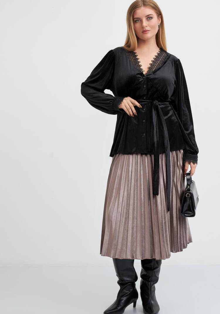 Юбка плиссированная из бархата шир.  750, рис. 6