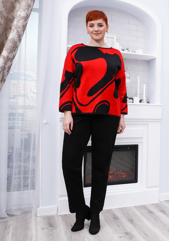 Джемпер с принтом абстракция шир.  580, рис. 19