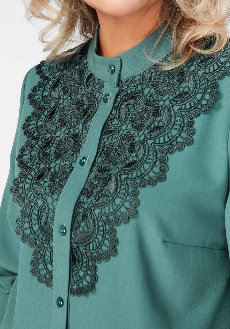 Блуза на пуговицах с ажурным кружевом шир.  750, рис. 13