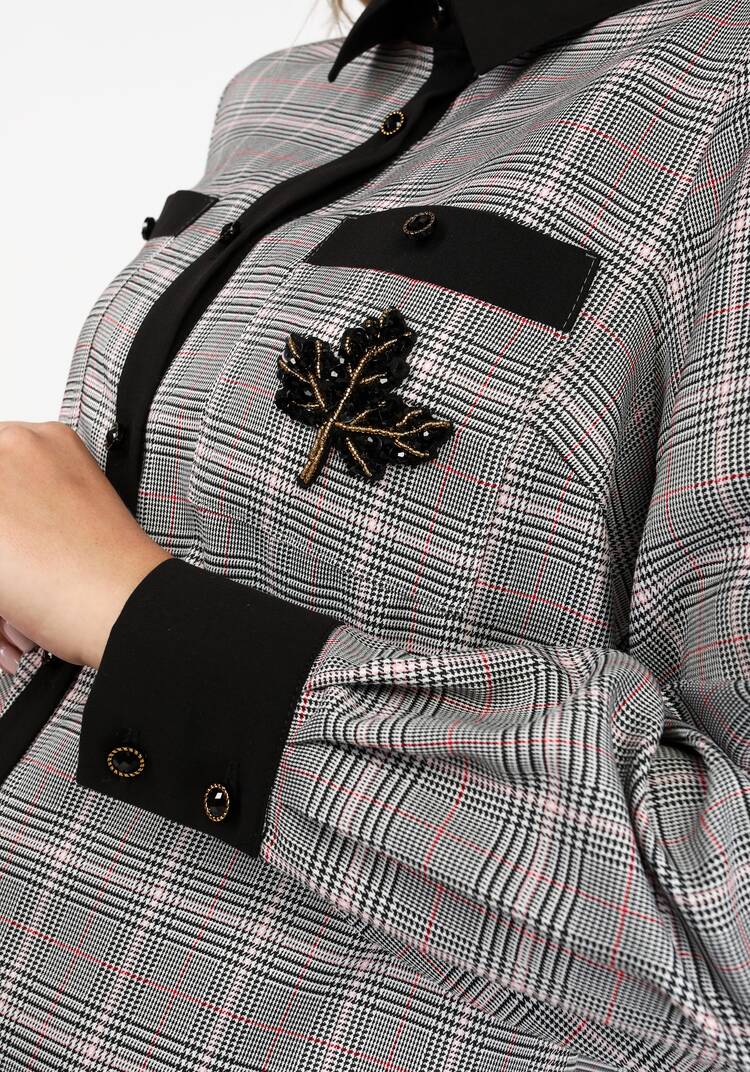 Рубашка в клетку с декоративным элементом шир.  750, рис. 8