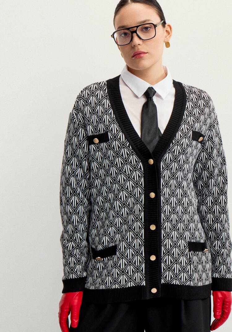 Кардиган удлиненный с графичным орнаментом шир.  750, рис. 5