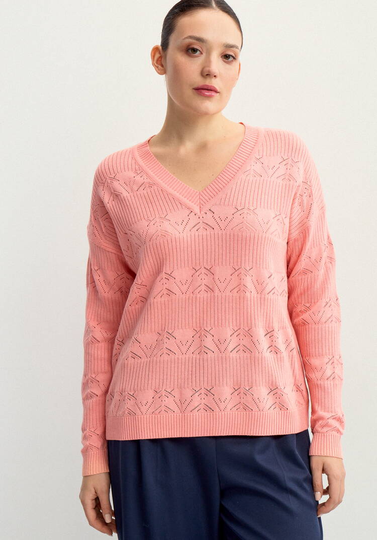 Джемпер с V-образным вырезом ажурный шир.  750, рис. 16