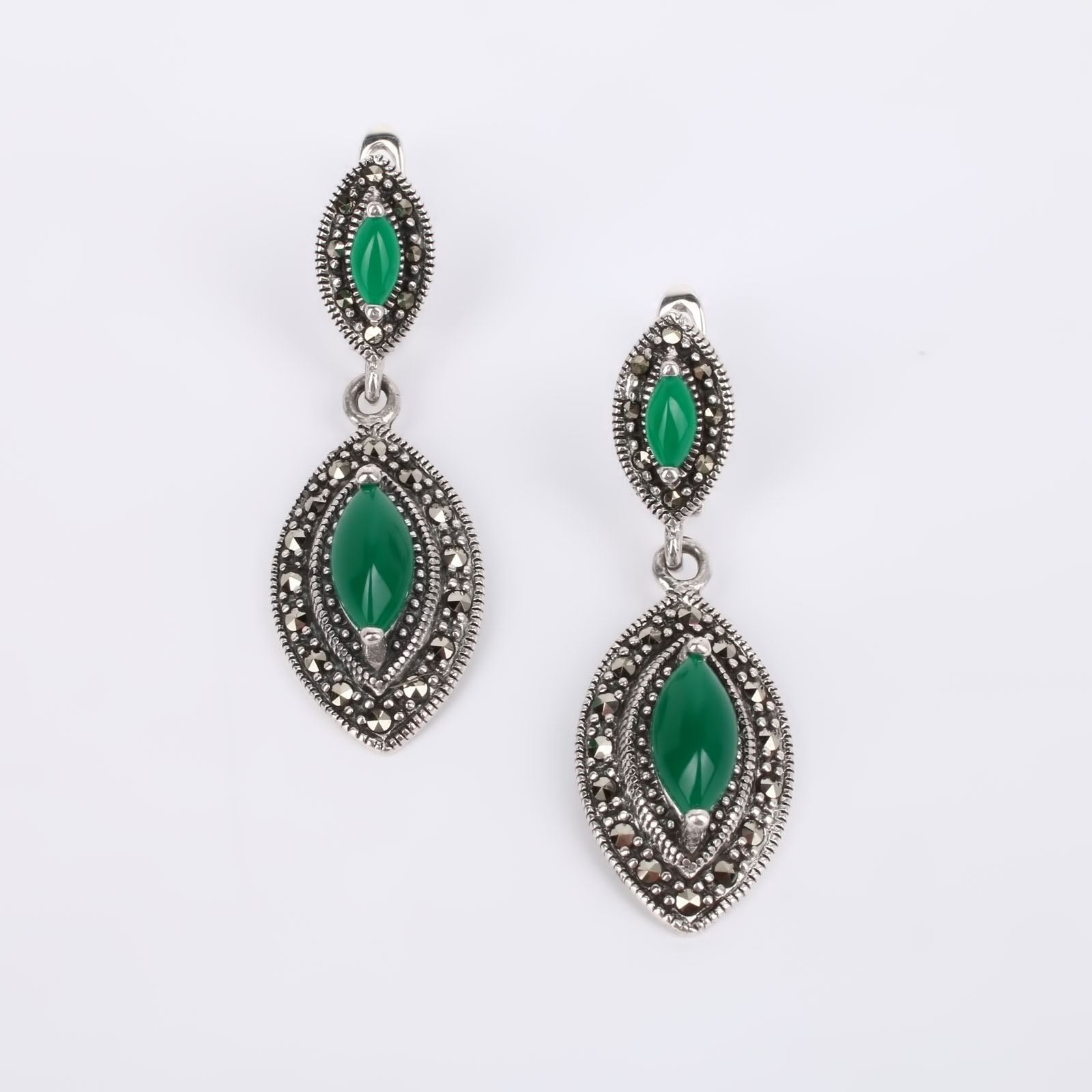 

Серебряные серьги "Сагдана", Зеленый