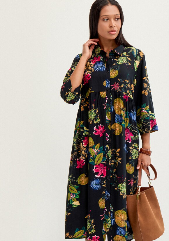 Платье рубашка с тропическим принтом шир.  580, рис. 8