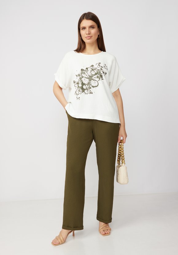 Комплект с ярким принтом на блузе шир.  580, рис. 18