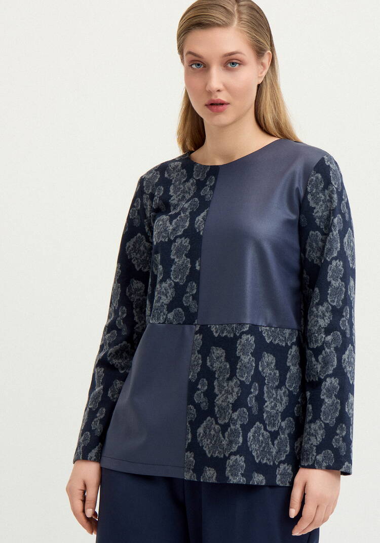 Блуза из комбинированной ткaни шир.  750, рис. 15