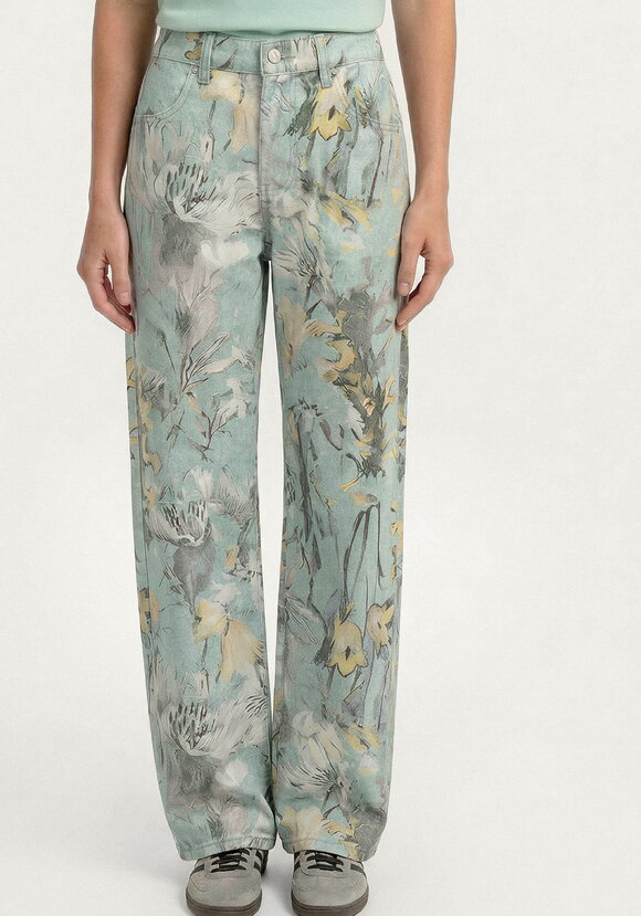 Джинсы прямого кроя с цветочными мотивами шир.  580, рис. 4