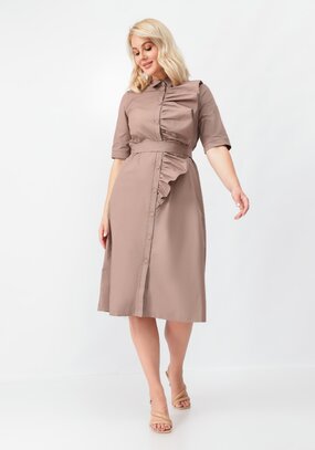 Платье на пуговицах с декоративной сборкой