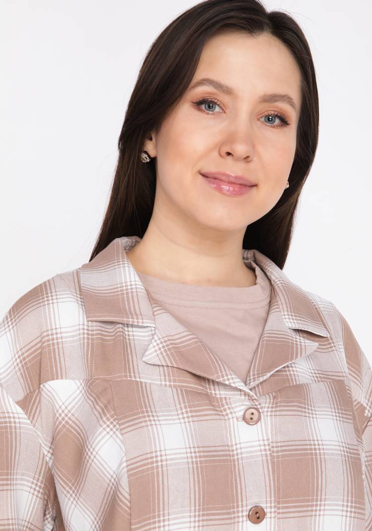 Блуза в клетку с накладными карманами шир.  750, рис. 19