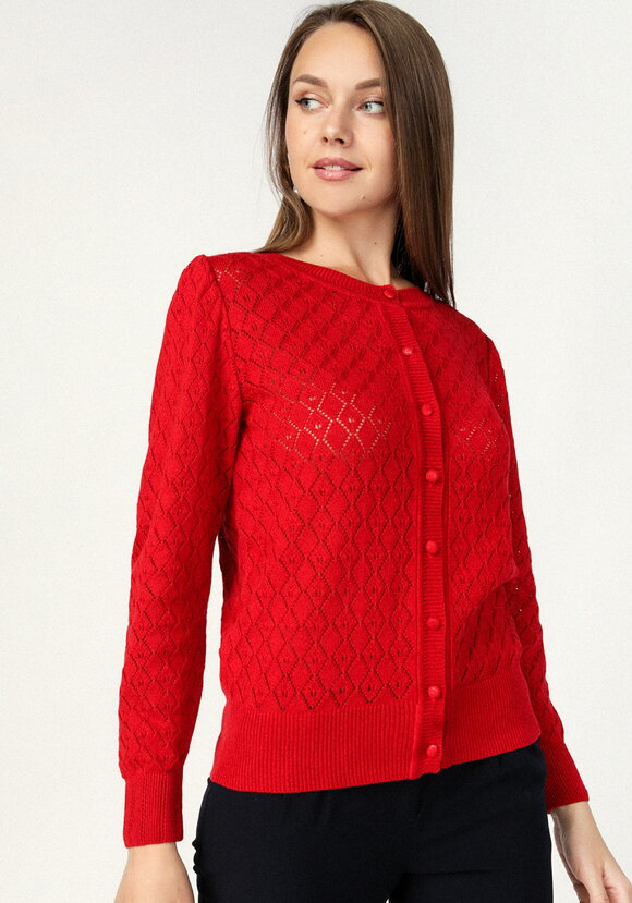 Кардиган ажурный с обтянутыми пуговицами шир.  580, рис. 26