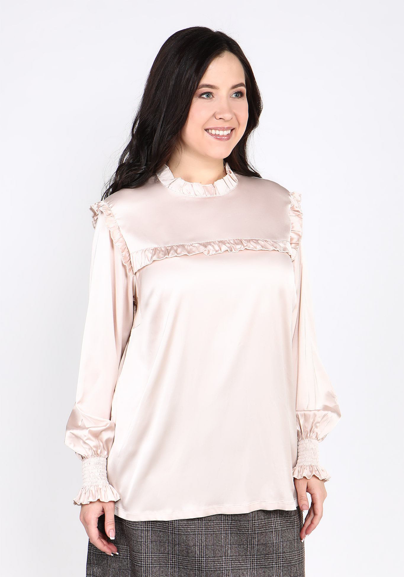 Блуза атласная с застежкой сзади "Иден" Julia Weber, размер 52, цвет пудровый - фото 10