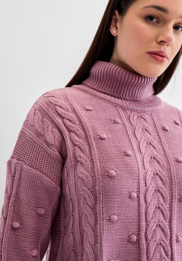 Джемпер с высокой горловиной и косами шир.  750, рис. 7