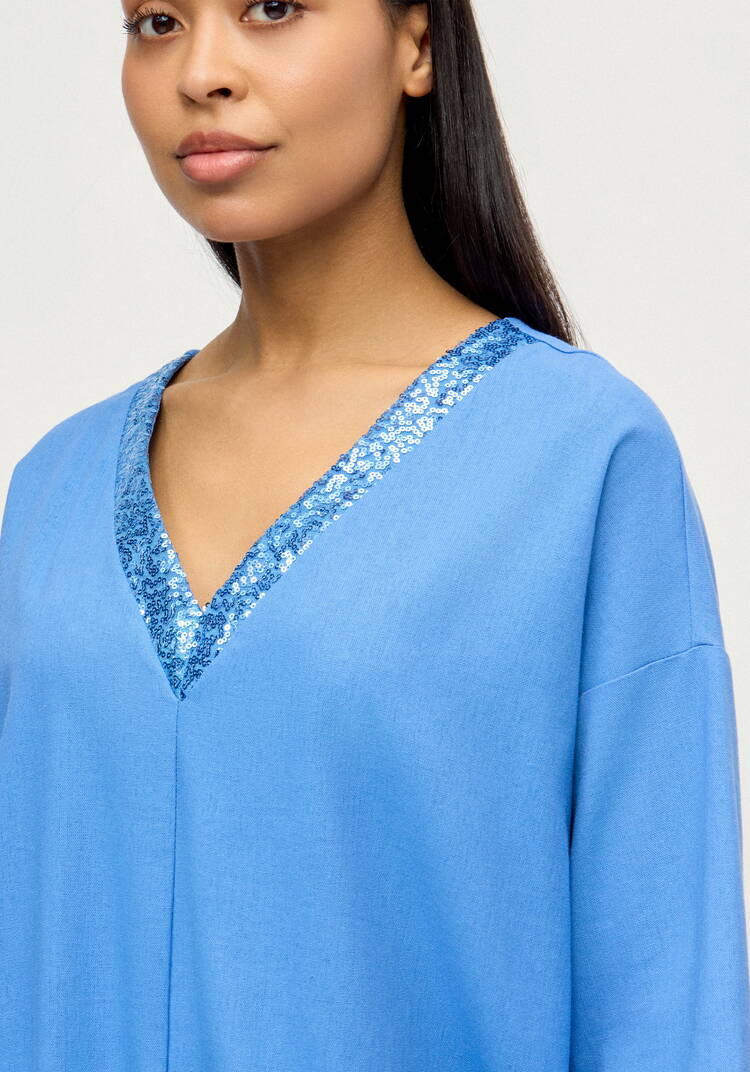 Блуза изо льна с паетками шир.  750, рис. 5