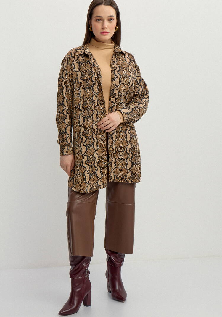 Рубашка удлинённая с анималистичным принтом шир.  750, рис. 8