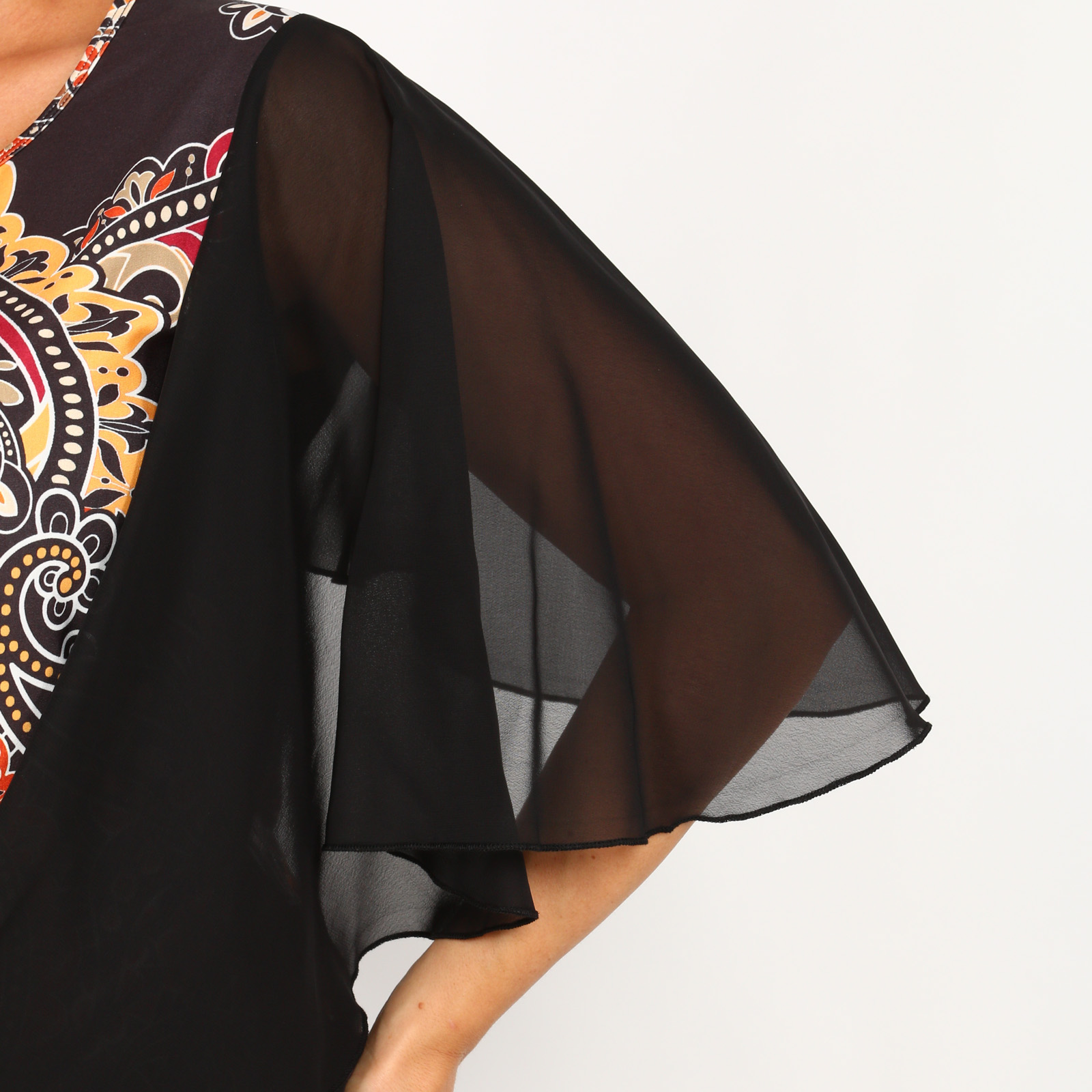 Блуза с шифоновыми вставками и принтом Bianka Modeno, размер 46, цвет черный - фото 6