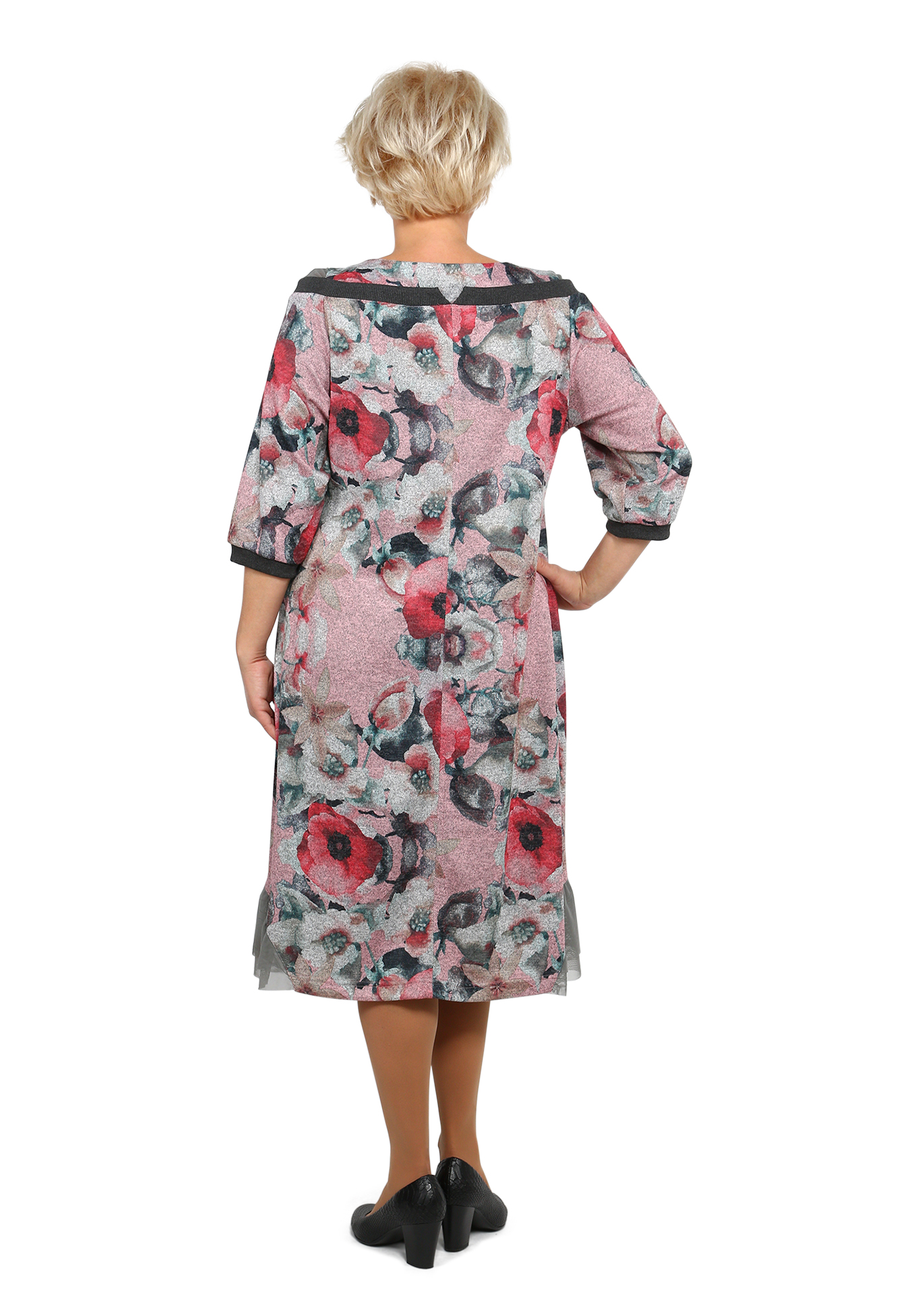Платье с рукавами 3/4 и цветочным принтом GalaGrosso, размер 50 - фото 3