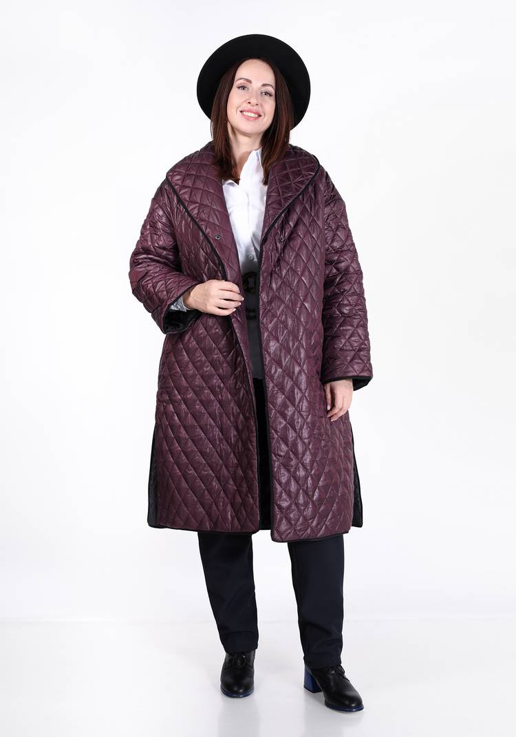 Пальто стеганое свободного кроя с поясом шир.  750, рис. 10