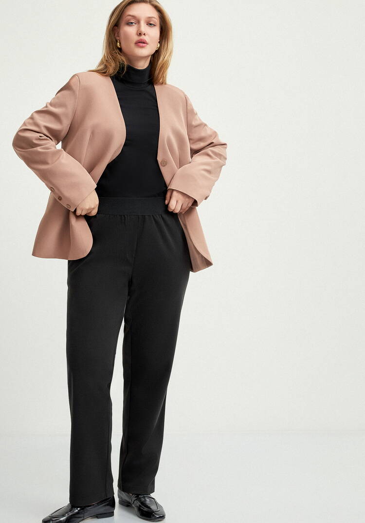 Прямые брюки на резинке с карманами шир.  750, рис. 15