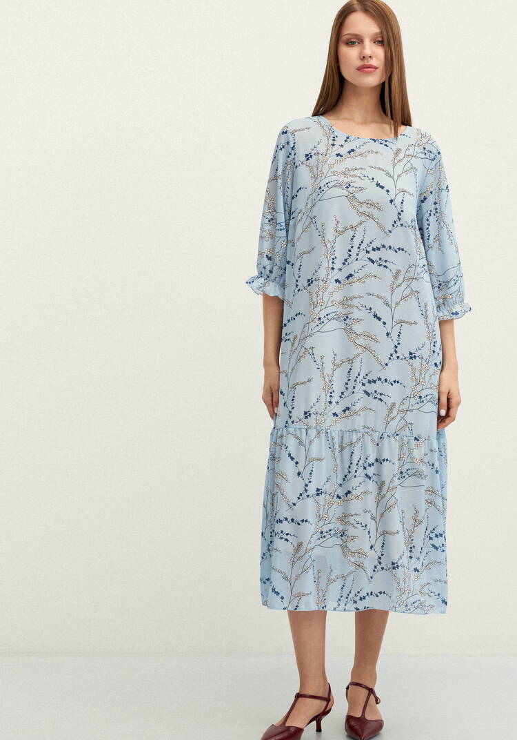 Платье с цветочным принтом шифоновое шир.  750, рис. 4