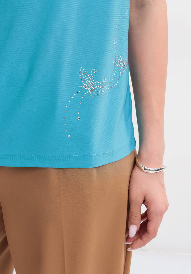 Блуза с оригинальным рукавом и стразами шир.  750, рис. 5