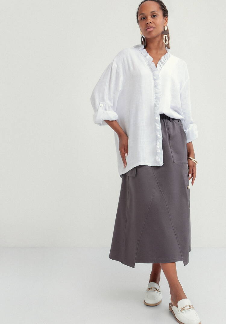 Блуза с рюшей по борту и горловине шир.  750, рис. 7