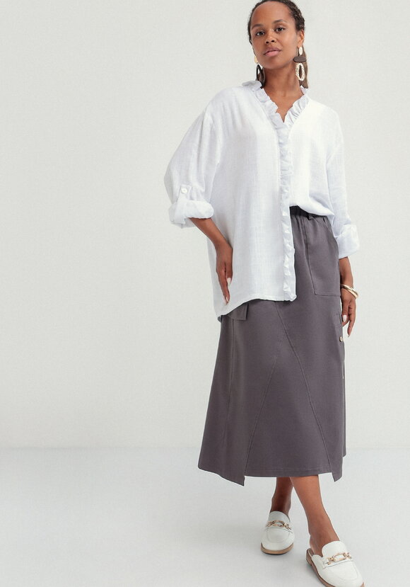 Блуза с рюшей по борту и горловине шир.  580, рис. 7