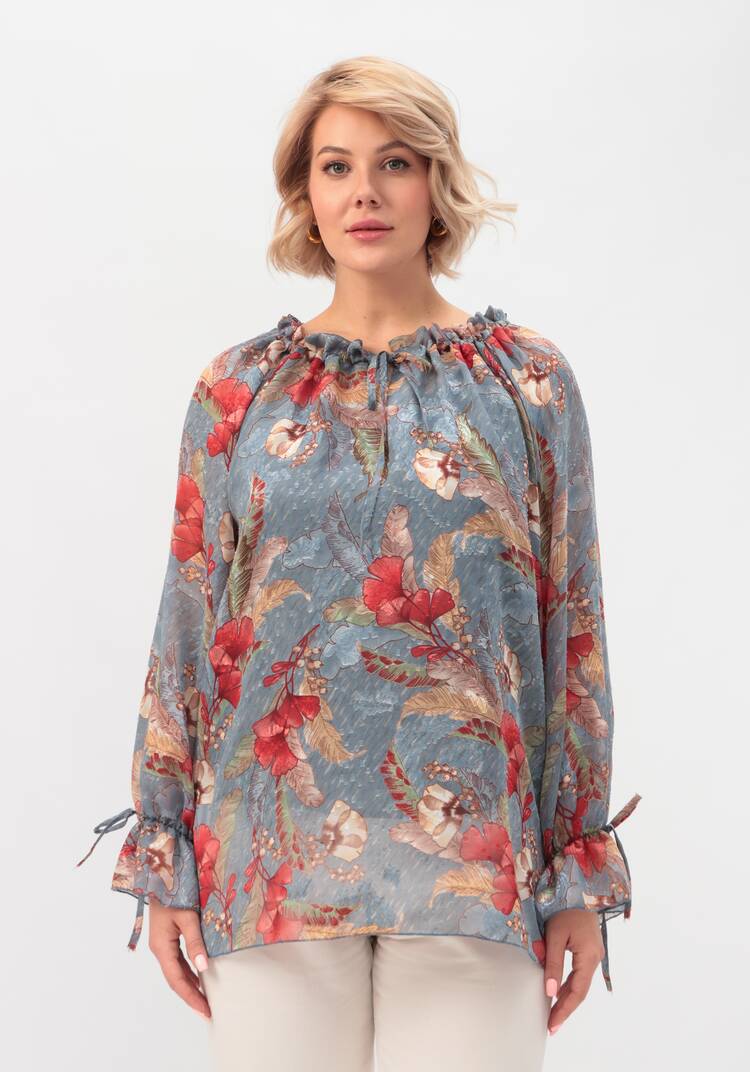 Блуза с оборкой на рукавах и горловине шир.  750, рис. 4