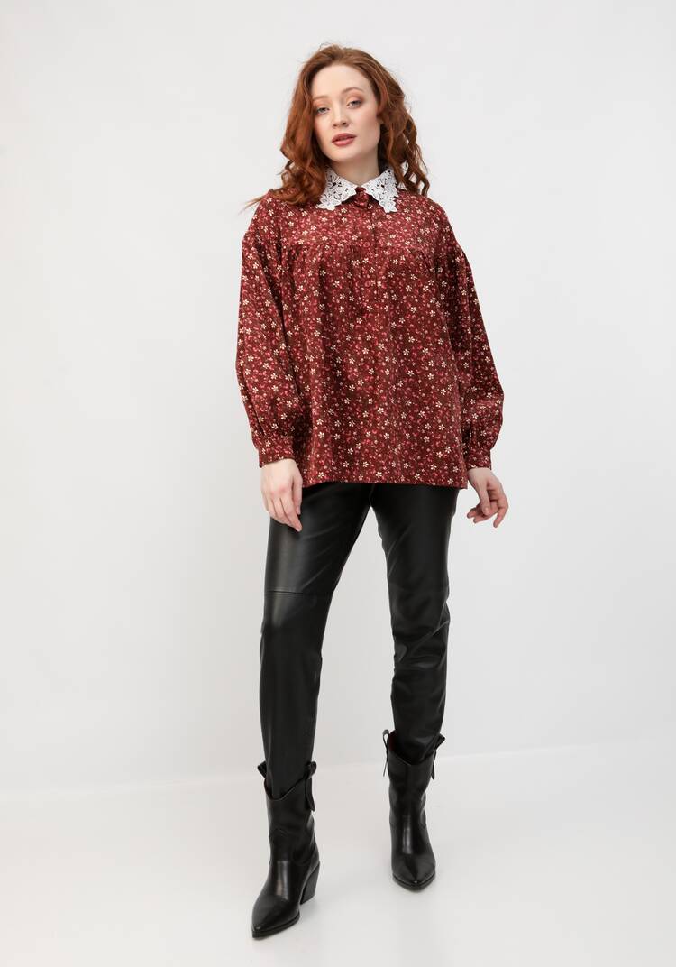 Блуза с цветочным принтом и воротником шир.  750, рис. 23
