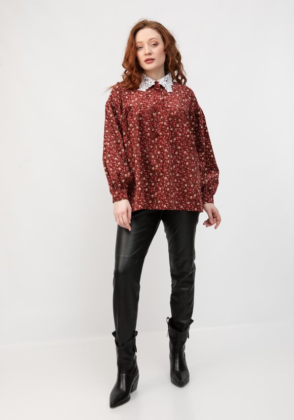 Блуза с цветочным принтом и воротником шир.  580, рис. 23