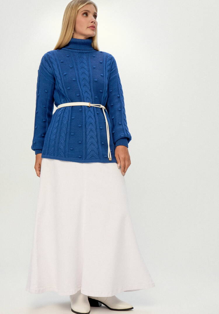 Джемпер с высокой горловиной и косами шир.  750, рис. 56