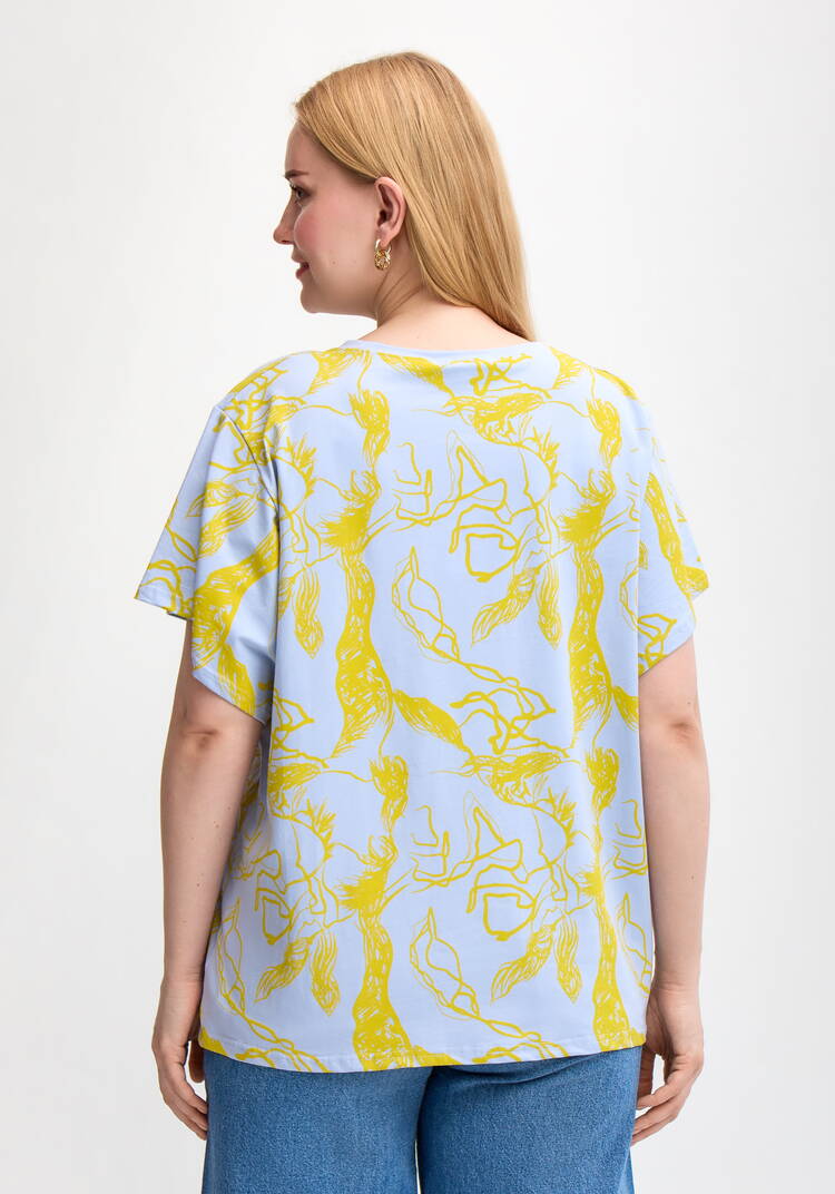 Блуза с оригинальным принтом и стразами шир.  750, рис. 3