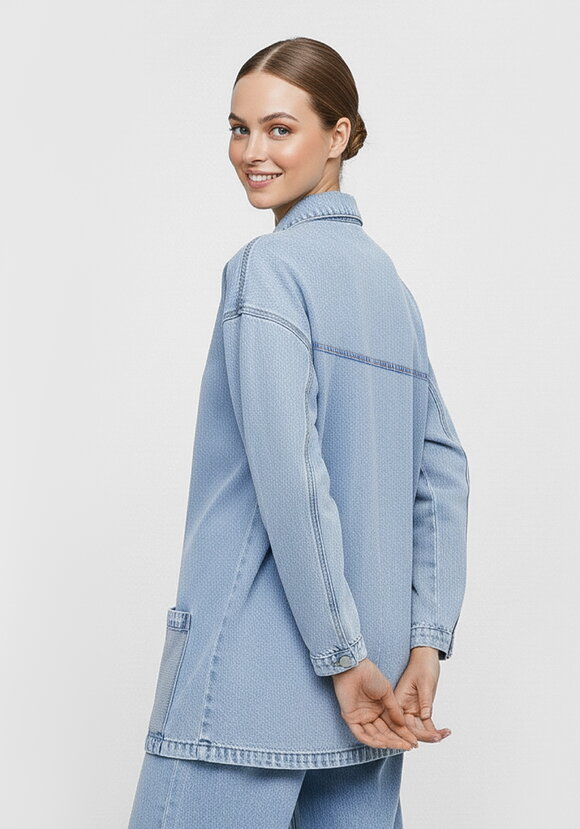 Джинсовая куртка со стразами Асеня шир.  580, рис. 4