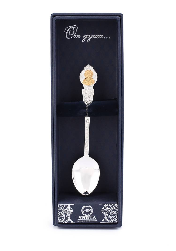 Серебряная ложка Вседержитель+ футляр шир.  750, рис. 6