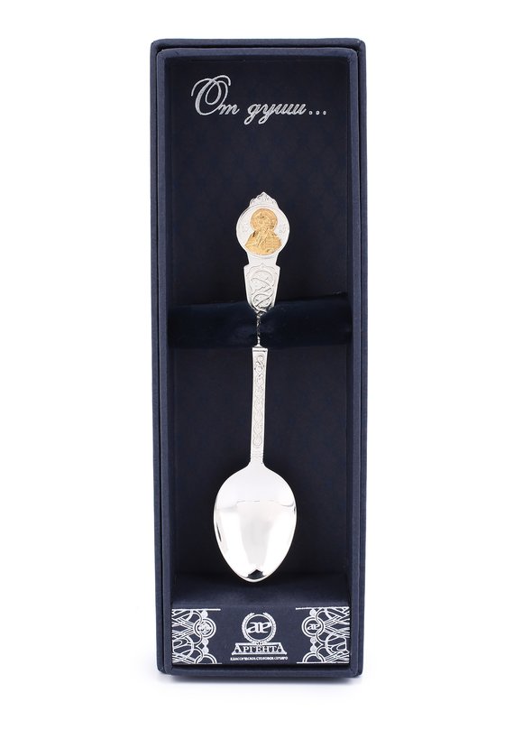 Серебряная ложка Вседержитель+ футляр шир.  580, рис. 6