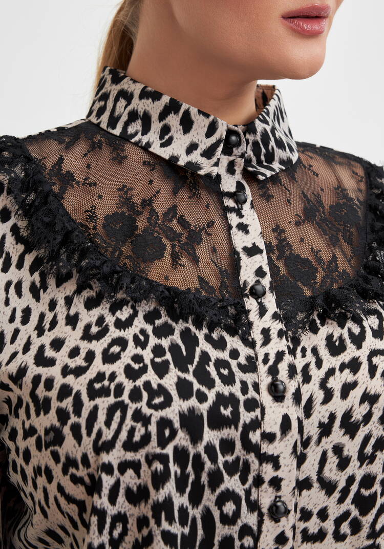 Блуза с анималистическим принтом и кружевом шир.  750, рис. 12