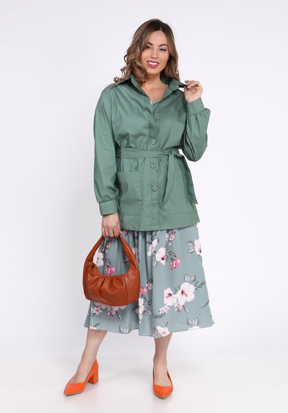 Жакет с поясом на пуговицах шир.  580, рис. 11