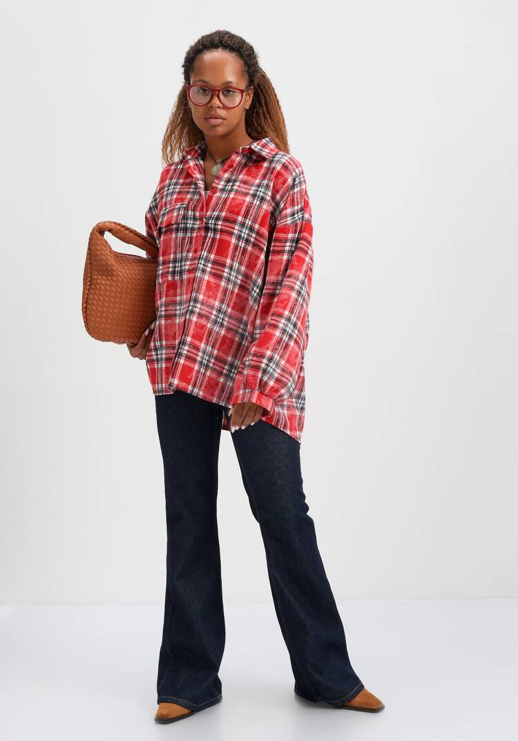 Рубашка в клетку свободного кроя шир.  750, рис. 28