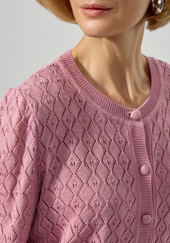 Кардиган ажурный с обтянутыми пуговицами шир.  580, рис. 21