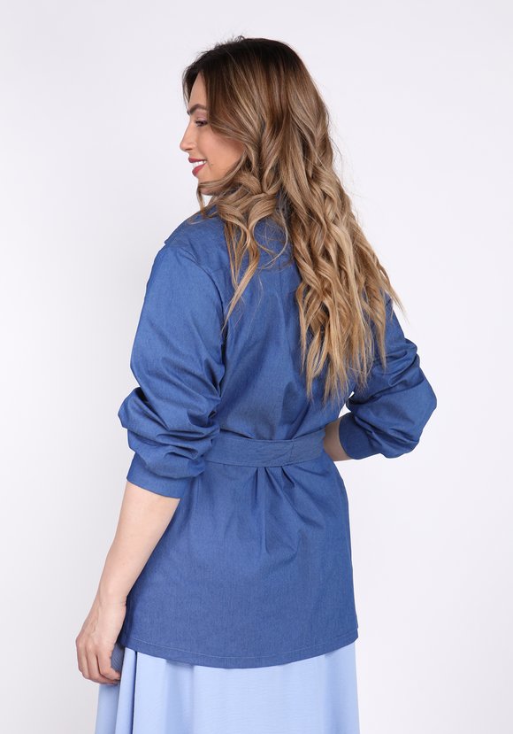 Жакет с поясом на пуговицах шир.  580, рис. 24