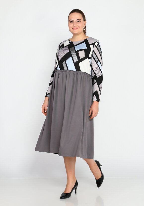 Платье контрастное миди шир.  580, рис. 2
