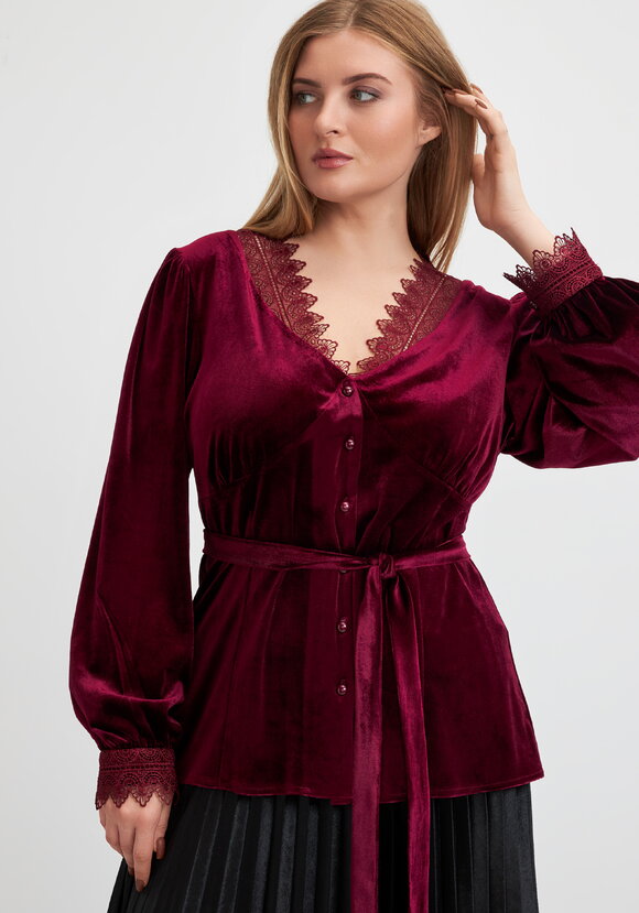 Блуза бархатная со вставками из кружева шир.  580, рис. 13