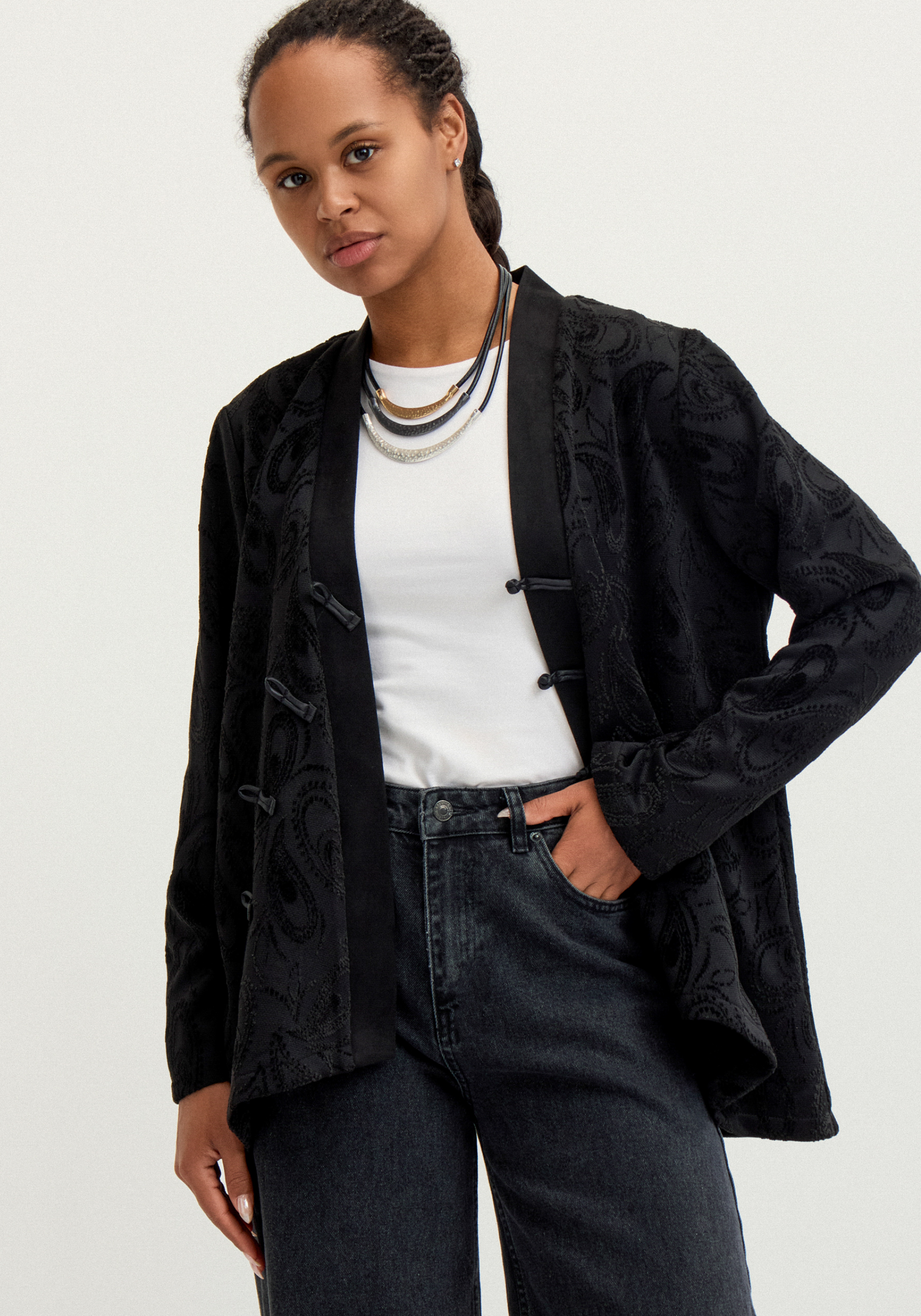 

Кардиган из жаккардового трикотажа, Черный