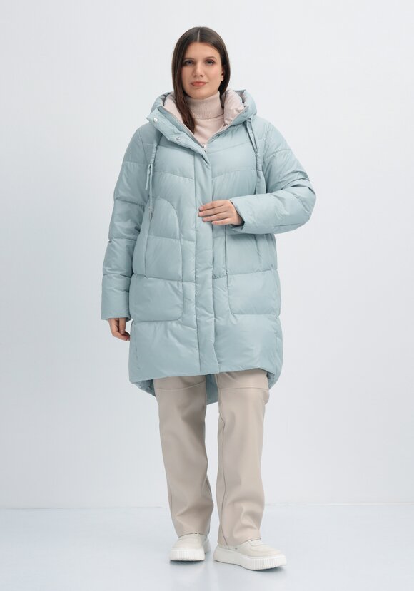 Пуховик стеганый с контрастным капюшоном шир.  580, рис. 12