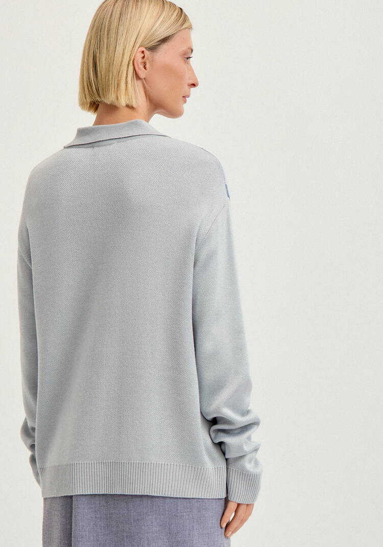 Джемпер с воротом-поло и ромбовидным узором шир.  750, рис. 18