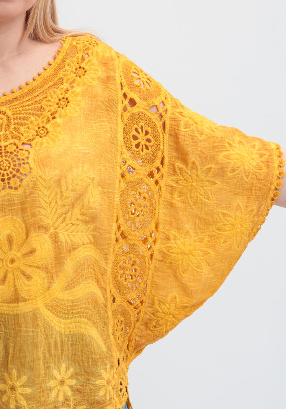 Блуза свободная с кружевным шитьем шир.  580, рис. 5
